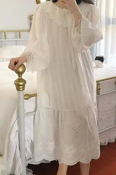 Moterų Palace Stiliaus Suknelė Vintage Princesė Sleepshirts.Lolita Nėrinių Lankas Nightgowns.Viktorijos Nightdress Raukiniai Lounge Sleepwear