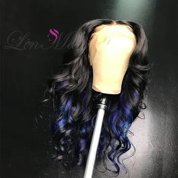 Mėlyna Ir Violetinė Natūralūs Perukai 180% Tankio Bangos Brazilijos Remy Human Hair nėriniai priekiniai Perukas Spalvinga Nėriniai Priekiniai Žmogaus Plaukų Perukas