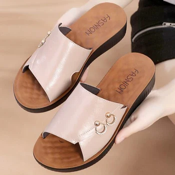 Nauja Mama batai Vasaros Mados Sandalai Ir šlepetės minkštas-vienintelis Atsitiktinis Moterų šlepetės Butas Šlepetės Su dideliais Kiemais Vyresnio amžiaus kl528
