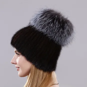 Nauja Stiliaus Žiemos Skrybėlę Moterų Natūralaus Audinės Kailio Kepurė Aukštos Kokybės Su Lapės Kailio Ir Mažas Odos Ant Viršaus Ponios 