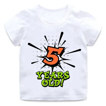 Naujas berniukų ir mergaičių gimtadienis skaičius 1-5 laišką Marškinėlius spausdinimo vaikų vasaros tėvų-vaikų drabužių gimtadienio dovana skaitmenine T-shirt