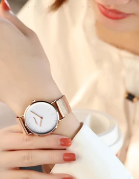 Naujas Dizainas Feminino Relogio Prabangūs Moteriški Laikrodžiai Rose Gold Kvarcinis Laikrodis Plieno Tinklelio, Dirželis Ponios Laikrodis reloj mujer saati