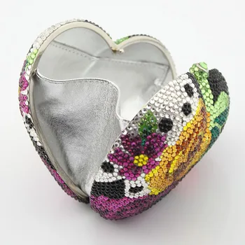 Naujas Dizainas Širdies Formos Vakare Maišelį Gėlių Akmens Kristalų Prabanga Sankabos Krepšys Diamond Ponios Rankinės, Šaliai, Rankinės, Vestuvių Krepšys(B1014)