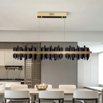 Naujas, Modernus, Stačiakampio kambarį Liustra Ledkalnio Dizaino LED hanglamp Virtuvės Sala Aukso/Juoda umbra Šviesos Armatūra
