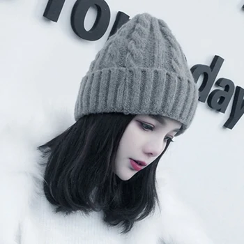 Naujas paprasta Triušio kailio Beanie Skrybėlių Moterų Žiemos Skullies Šiltas Liesas Patenka Bžūp Gorros Moteriška Kepurė