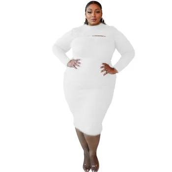 Naujas Plius Dydis Suknelės, Megztiniai Moterims 2021 Elegantiškas Kieti Tuščiaviduriai Iš Super Tampri Maxi Suknelė Aukštos Kokybės Didmeninės Dropshipping