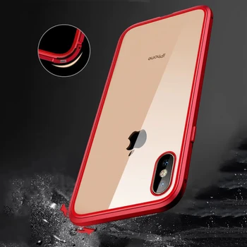 Naujausias Apversti Magnetinių Metalų, Telefono dėklas Skirtas Apple iPhone 7 8 dvipusės Stiklo Coque 360 Visas Dangtelis iphone7 iphone8 Shell 