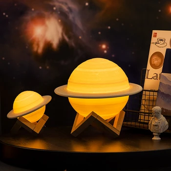 Naujos Įkraunamosios 3D Spausdinimo Saturnas Lempos Kaip Mėnulio Lempos Naktį Šviesa Mėnulio Šviesos Su 3Colors 16Colors Nuotolinio Dekoro Kūrybos Dovana