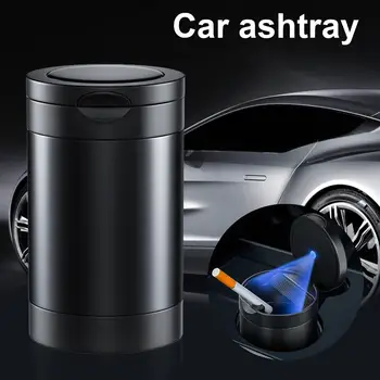Nešiojamų Automobilio Peleninę LED Lengvojo Lydinio Pelenų Plokštelės Aliuminio Taurės Nešiojamų Nerūkomojo Auto Peleninę Liepsną Cigarečių Dėžutė Turėtojas
