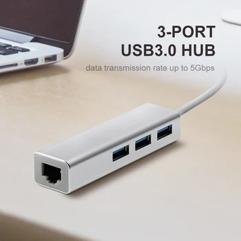 OFCCOM USB C Ethernet USB 3.0-2.0 RJ45 Hub 10/100/1000M Ethernet Adapteris, Tinklo plokštė, USB Lan 