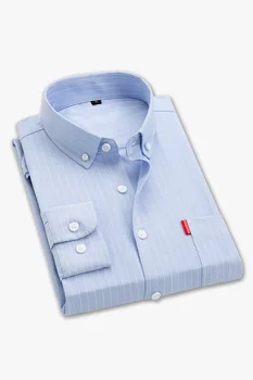 Pavasarį verslo atsitiktinis Stripe Marškinėliai vyriški ilgomis rankovėmis marškinėliai slim jokios geležies