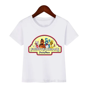 Penki naktį fredy marškinėlius vaikų juokingas animacinių filmų t shirts vaikų vasaros top kūdikių bamblys berniukų drabužiai balti camisetas mielas tees
