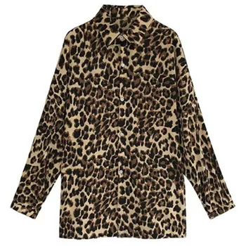 Plius Dydis 4XL Leopardas Spausdinti ilgomis Rankovėmis Marškinėliai Harajuku Moterų Viršūnes ir Palaidinės, Moteriški Drabužiai, Naujos Mados