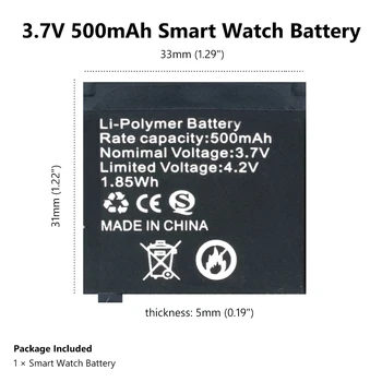 POSTHUMAN Už Q18 Smart Žiūrėti 500mAh), 3,7 V Įkraunamas Ličio Baterijų, Atsarginė Baterija Li-jonų Polimerų Baterija