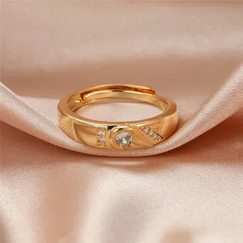 Prabanga Moterų White Crystal Akmens Papuošalai Žavesio Aukso Spalvos Vestuvių Atidaryti Žiedai Moterims Senovinių Vestuvių Turas Vestuvinis Žiedas