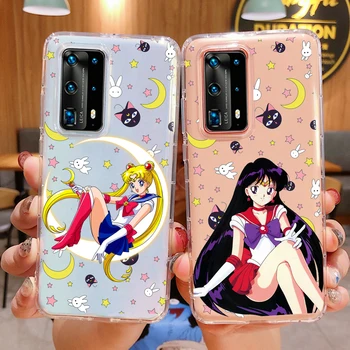 PUNQZY Sailor Moon Animacinių filmų Mergina Dovanos Telefoną Atveju Huawei P40 lite 30 PRO P20 LITE Mate 40 PRO MATE 30 LITE P9 Minkštos TPU Dangtis