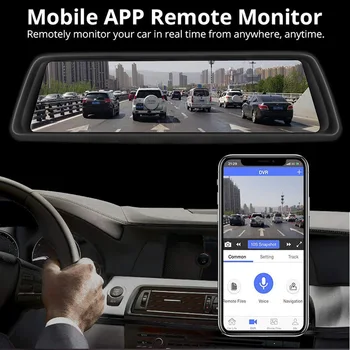 QUIDUX 12 colių 4 kanalo Automobilių Brūkšnys Cam ADAS Android 4G Automobilių DVR Vaizdo įrašymo FHD 1080P galinio vaizdo veidrodis GPS Navigacijos Brūkšnys cam