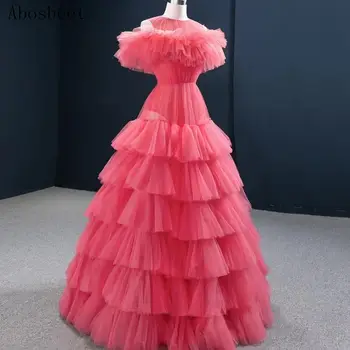Rausva Juoda Pakopų Vakare Gown Ilgai 2021 Naujas Mados Tull Linijos, Elegantiškas Vakare Suknelė Be Rankovių Prom Šalies Moterų Drabužiai