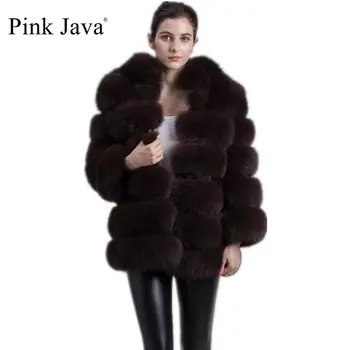 Rožinė java QC5073 naują atvykimo aukštos kokybės moterų nekilnojamojo fox fur coat žieminiai drabužiai, prabangūs kailiniai striukė, paltas meškėnas kailių paltai