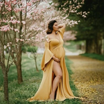 Seksualus Motinystės Šaudyti Suknelės Shoulderless Nėštumo Suknelė Fotografijos Maxi Motinystės Suknelė Foto Prop Drabužius Nėščioms Moterims