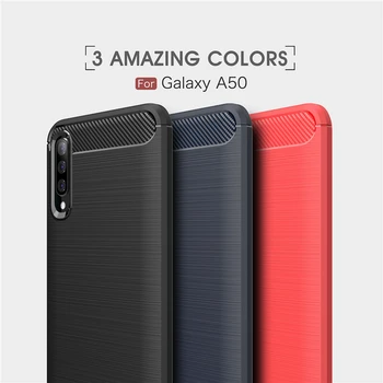 SFor Samsung Galaxy A50 Atveju Anglies Pluošto Bumper Case For Samsung Galaxy A50 Silikono Guma Telefono Dėklai Samsung A50 Dangtis