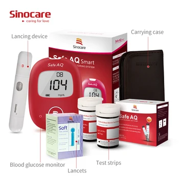 Sinocare Saugus AQ Smart Gliukozės Matuoklis Diabeto Glucometer Rinkinys su 50Pcs Cukraus kiekis Kraujyje, Diabeto tyrimo Juostelių&Lancetai Adatos