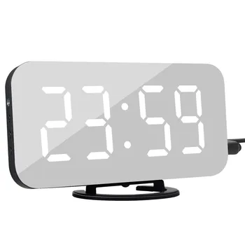 Skaitmeninis LED Laikrodis-Žadintuvas su ES Plug Atidėjimo Laiko Rodymas Naktį Led Stalas Stalas Signalizacijos Veidrodis, Laikrodis, 2 USB Įkroviklis Uostai Telefono