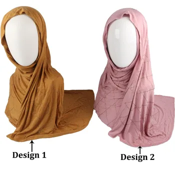 SMG sumaišykite dizaino ir spalvų 2020 Naujausias tampri, diamond jersey hijab šalikas su akmens moterų Nyderlandų Musulmonų Šalikai
