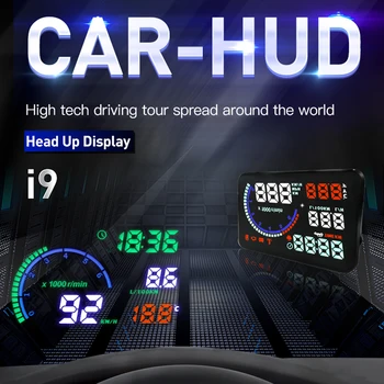 Spalva I9 5.5 Colių Hud Automobilių Heads-Up Display Led Priekinio Stiklo Greičio Projektorius Obd2 Skaneris Greičio Įspėjimo Degalų Suvartojimo Duomenys