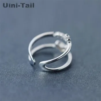 Uini-Uodega karšto naujas 925 sterlingas sidabro žiedas moterų temperamentas dvivietis mikro-inkrustacijos širdies žiedas mados laiškas meilės smilius