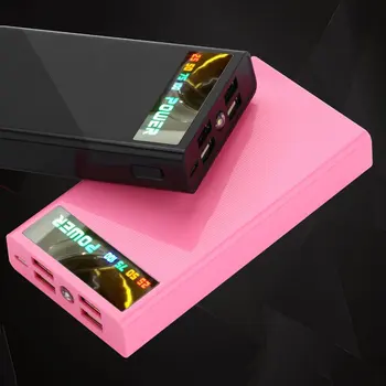 Universali Išorinė Baterija Portable Power Bank su LED Blykstė Skaitmeninis LCD Ekranas, 4 USB Sąsajos Mobilaus Telefono