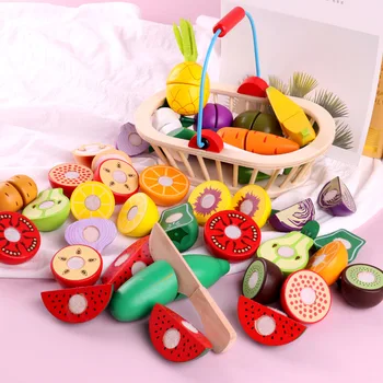 Vaikams, Žaislai, Mediniai Virtuvės Žaislai, Pjovimo Vaisius, Daržoves Miniatiūrinės Maisto Ikimokyklinio Amžiaus Kūdikių Ankstyvojo Švietimo Žaislai Vaikams Dovanų