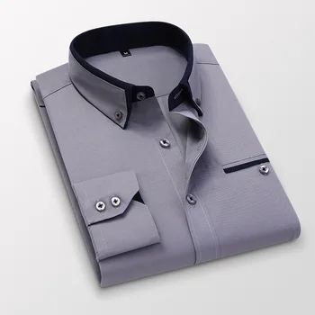 Vyriški marškiniai ilgomis rankovėmis slim fit ironless marškinėliai pavasario laisvalaikio drabužiai, vyriški marškiniai