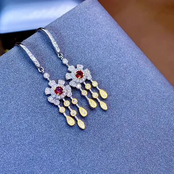 Vėliau designnatural ruby earings ponios Šaliai, Papuošalai 925 gryno sidabro aukštos klasės juvelyrikos Monopolis