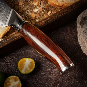 YARENH 8 Colių Duonos Peilis, Dantytas Dizainas Cutter 73 Sluoksnių Damaske Nerūdijančio Plieno Virtuvės Peiliai Pjovimo Duonos Sūrio Pyragas