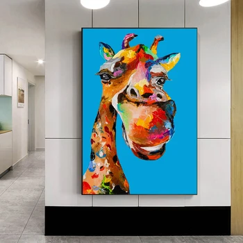 Zebra Drobė Meno Tapybos Ant Sienos Spalvinga Žirafa, Dramblys Fonai Afrikos Gyvūnai Meno Sienos Nuotraukas, Už Kambarį