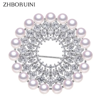 ZHBORUINI Naujo Dizaino Fine Jewelry Natūralių Gėlavandenių Perlų Sagė Rinestone Daug Perlai Turas Sagės, Segtukai, Perlų Papuošalai Moterims
