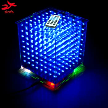 Zirrfa 3D8 mini Cubeeds su puikia animacija /3D CUBEEDS 8 8x8x8 Jaunimo, LED Ekranas,LED Muzikos Spektrą,elektroninių 