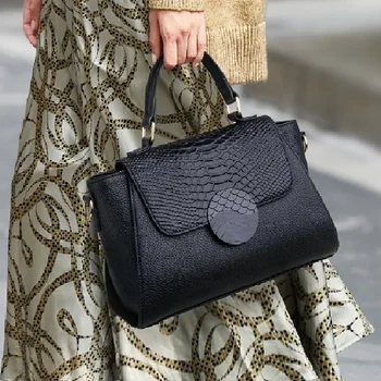 ZOOLER Prabangos Prekės ženklo Dizaineris natūralios odos Moteris krepšiai Piniginės Visiškai Juodos Odos rankinės grakštus Dangtis Pečių Krepšiai
