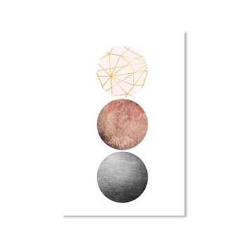 Šiuolaikinio Abstraktaus Pink Moon Aliejaus Tapybai Geometrijos Apvalus Trikampis Plakatas Skandinavijos Dekoro Kambarį Cuadros Apdaila
