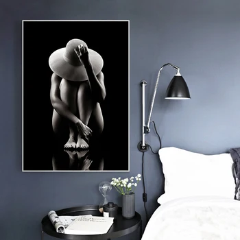 Šiuolaikinės Seksuali Moteris Meno Įstaiga Juodas Fonas Spausdinti Plakato Sienos Menas Nuotraukas Kambarį Namų Dekoro (be Rėmelio)
